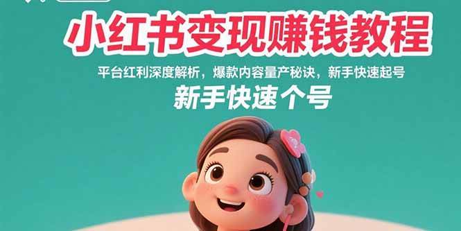 （15559期）小红书变现赚钱教程：平台红利深度解析，爆款内容量产秘诀，新手快速起号-九才资源网