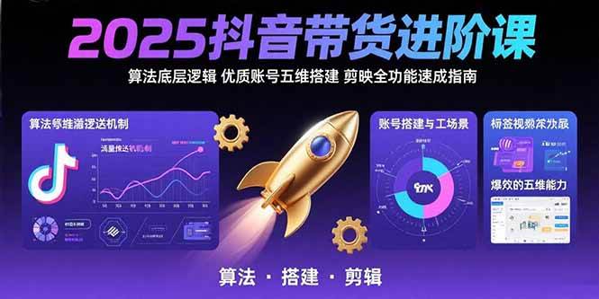 （15571期）2025抖音带货进阶课：算法底层逻辑,优质账号五维搭建,剪映全功能速成指南-九才资源网