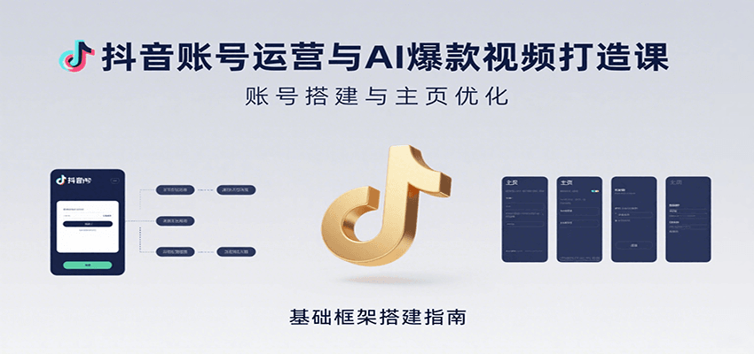 抖音账号运营与AI爆款视频打造课：含账号搭建、运营及多种AI特效视频制作方法-九才资源网