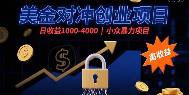 （15642期）美金对冲创业项目，日收益1000-4000，小众暴力项目-九才资源网