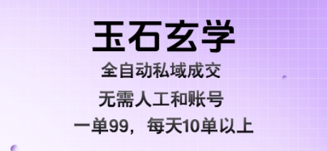 玉石玄学全自动私域成交，一单99每天十单以上，无需人工和矩阵账号，蓝海项目直接干【揭秘】-九才资源网