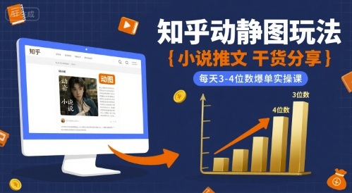 小说推文干货分享之知乎动静图玩法，每天3-4位数爆单实操课-九才资源网