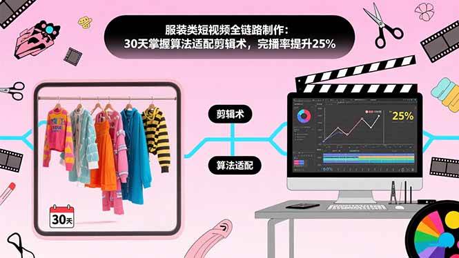 （15655期）服装类短视频全链路制作：30天掌握算法适配剪辑术，完播率提升25%-九才资源网