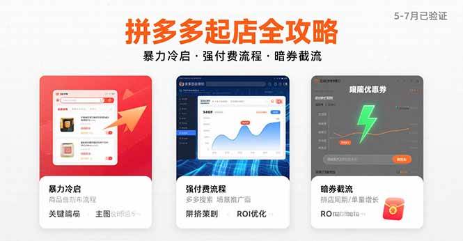 （15670期）拼多多起店全攻略，暴力冷启，强付费流程，暗券截流，5-7月已验证的方法-九才资源网