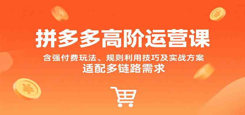 拼多多高阶运营课，含强付费玩法、规则利用技巧及实战方案，适配多链路需求-九才资源网