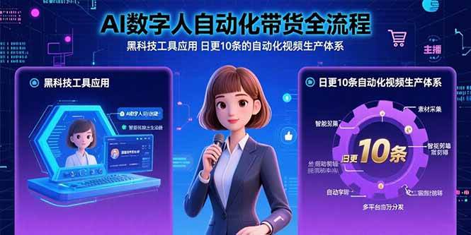 （15699期）AI数字人自动化带货全流程：黑科技工具应用 日更10条的自动化视频生产体系-九才资源网