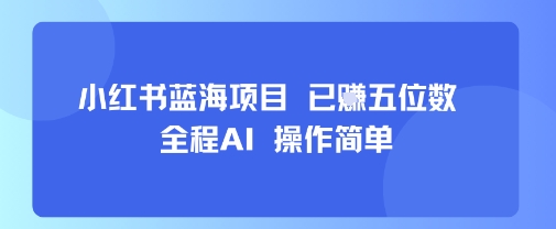小红书蓝海项目，全程AI，操作简单，已挣五位数-九才资源网