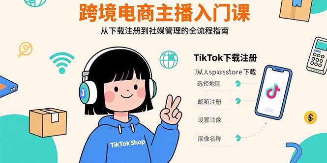 （15708期）跨境电商主播入门课，TikTok下载注册，支付工具配置，社媒账号管理全流程-九才资源网