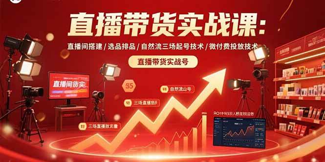（15729期）直播带货实战课：直播间搭建/选品排品/自然流三场起号技术/微付费投放技术-九才资源网