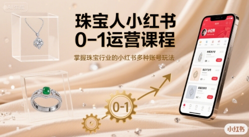 珠宝人小红书0-1运营课程，掌握珠宝行业的小红书多种账号玩法-九才资源网