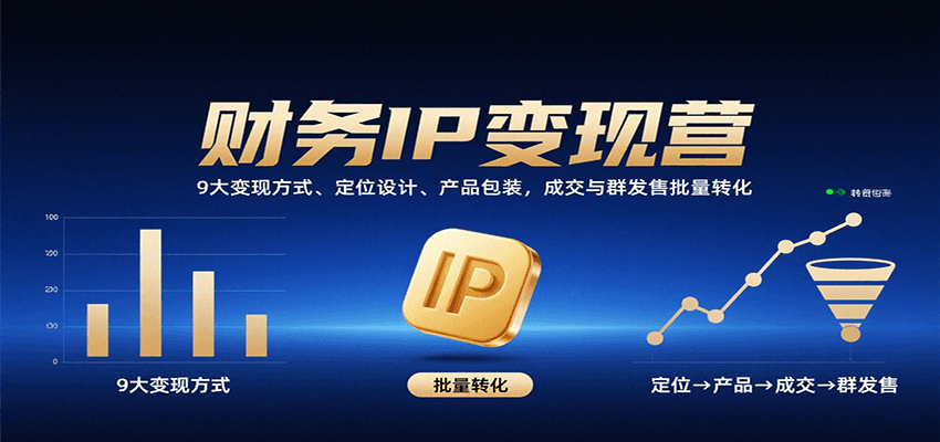 财务IP变现营：9大变现方式、定位设计、产品包装，成交与群发售批量转化-九才资源网