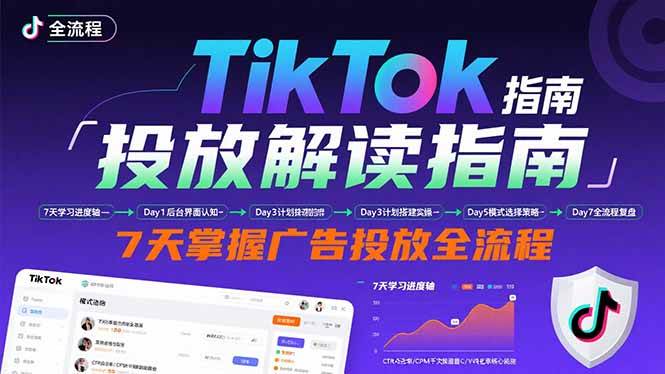 （15753期）TikTok投放解读指南：后台操作/计划建立/模式选择，7天掌握广告投放全流程-九才资源网