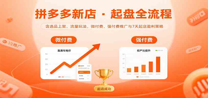 拼多多新店起盘全流程，含选品上架、流量玩法，微付费、强付费推广与7天起店盈利策略-九才资源网
