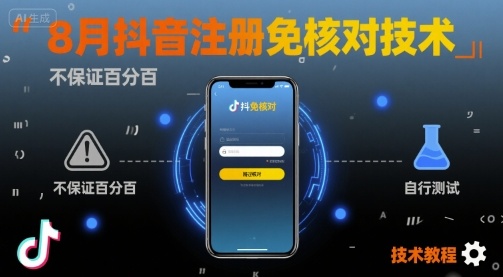 8月抖音注册免核对技术，不保证百分百，自测-九才资源网
