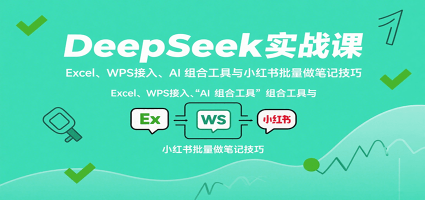DeepSeek实战课：Excel、WPS接入、AI 组合工具与小红书批量做笔记技巧-九才资源网