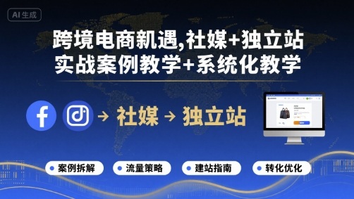 跨境电商新机遇，社媒+独立站，实战案例教学+系统化教学-九才资源网