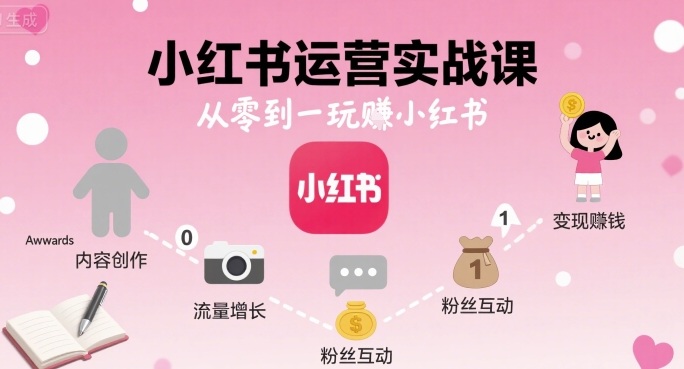 小红书运营实战课，从零到一玩賺小红书-九才资源网