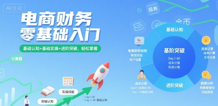 电商财务零基础入门，基础认知+基础实操+进阶突破，轻松掌握-九才资源网