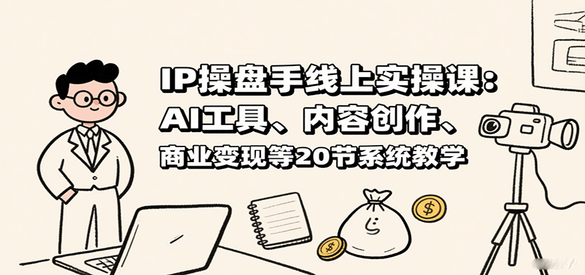 IP操盘手线上实操课：AI工具、内容创作、商业变现等20节系统教学-九才资源网