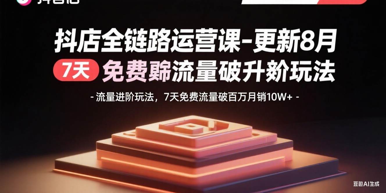 （15918期）抖店全链路运营课-更新8月：流量进阶玩法，7天免费流量破百万月销10W+-九才资源网