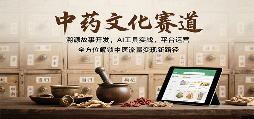 中药文化赛道：溯源故事开发，AI工具实战，平台运营，全方位解锁中医流量变现新路径-九才资源网