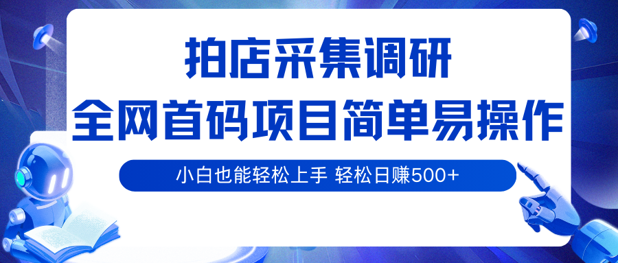 拍店采集调研，全网首码项目，简单易操作， 小白也能轻松上手，轻松日赚500+-九才资源网
