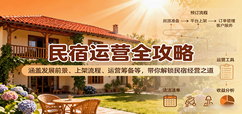 民宿运营全攻略：涵盖发展前景、上架流程、运营筹备等，带你解锁民宿经营之道-九才资源网