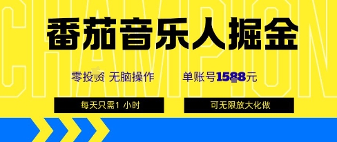 番茄音乐人掘金，单账号最高可撸1k+，可无限矩阵去做，零投入-九才资源网