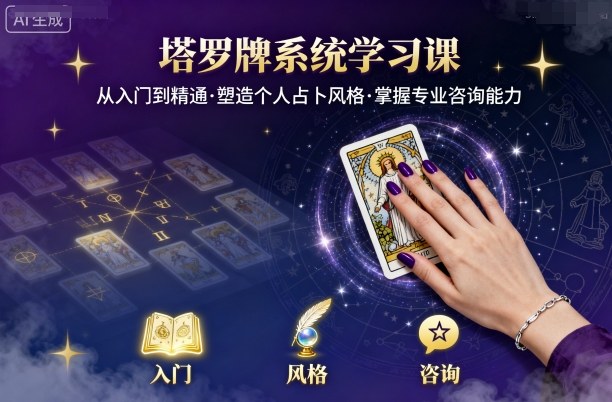 塔罗牌系统学习课，助你从入门到精通，塑造个人占卜风格，掌握专业咨询能力-九才资源网