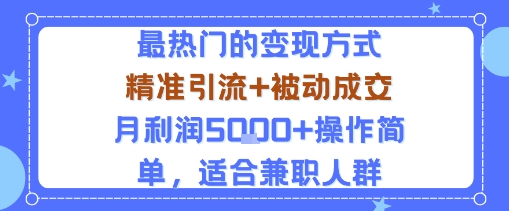 小众赛道玩法：当下最热门的变现方式，精准引流+被动成交月利润5k+操作简单，适合兼职人群-九才资源网