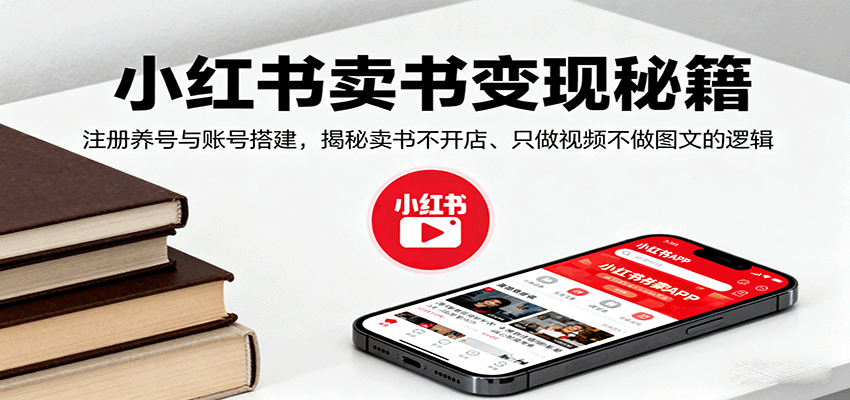小红书卖书变现秘籍，注册养号与账号搭建，揭秘卖书不开店、只做视频不做图文的逻辑-九才资源网