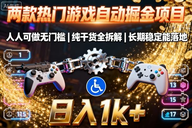 两款热门游戏自动掘金项目，人人可做无门槛，纯干货全拆解，长期稳定能落地，日入1k+【揭秘】-九才资源网