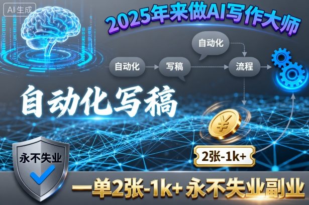 2025年来做AI写作大师，自动化写稿，一单2张-1k+，永不失业副业-九才资源网