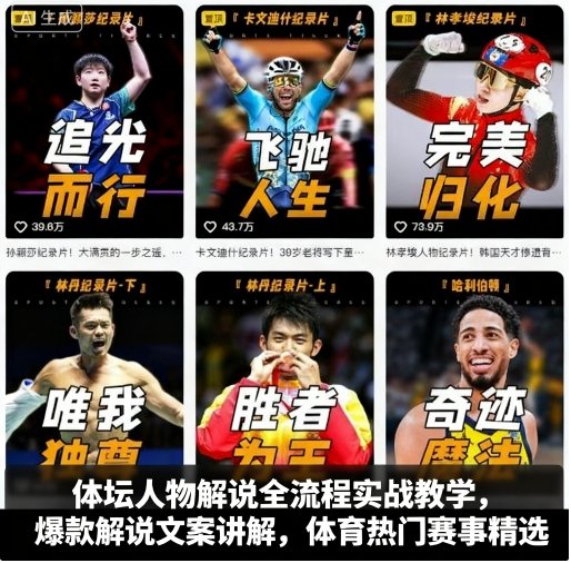 体坛人物解说全流程实战教学，爆款解说文案讲解，体育热门赛事精选-九才资源网