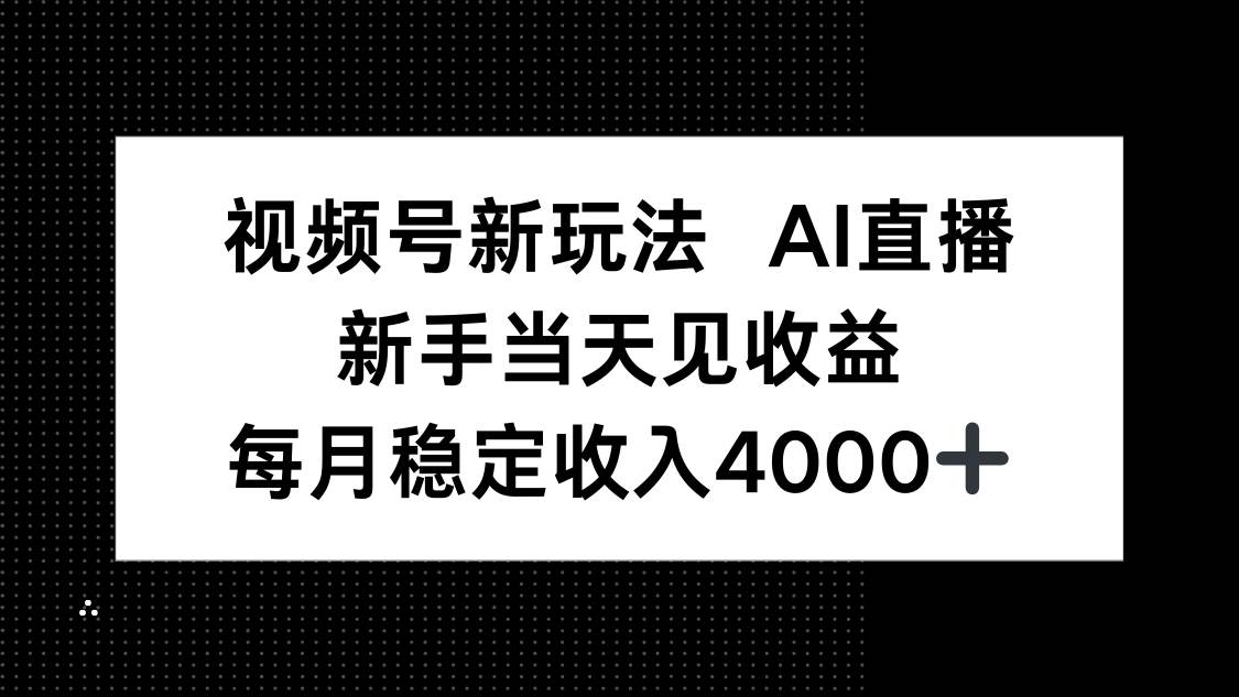 （16080期）视频号新玩法AI直播，新手小白当天见收益，月入4000+-九才资源网