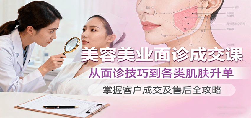 美容美业面诊成交课，从面诊技巧到各类肌肤升单，掌握客户成交及售后全攻略-九才资源网