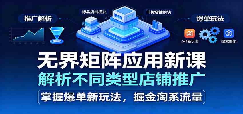无界矩阵应用新课，解析不同类型店铺推广，掌握爆单新玩法，掘金淘系流量-九才资源网