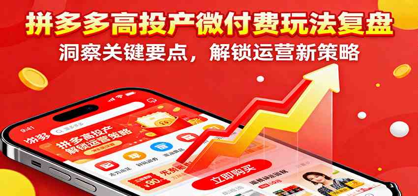 拼多多高投产微付费玩法复盘，洞察关键要点，解锁运营新策略-九才资源网