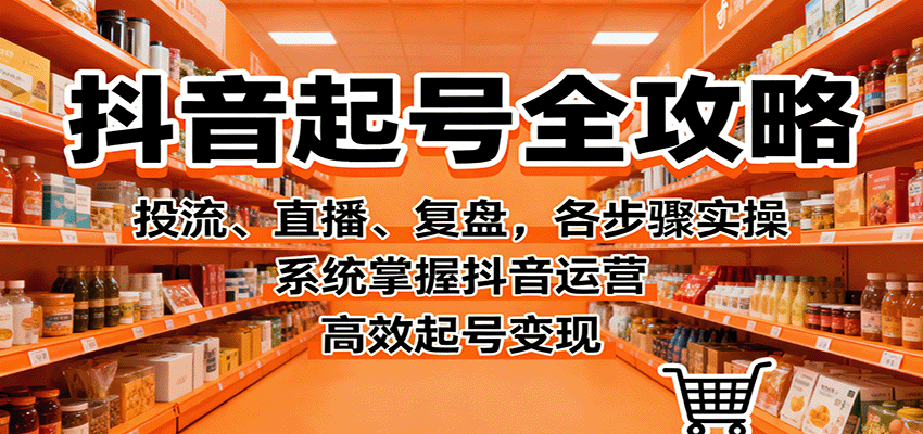 抖音起号全攻略，投流、直播、复盘，各步骤实操，系统掌握抖音运营，高效起号变现-九才资源网