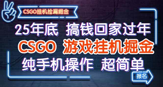 （16343期）25年底搞钱回家过年，CSGO游戏挂机掘金，纯手机操作超简单-九才资源网