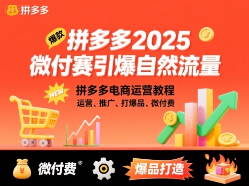 拼多多2025微付费引爆自然流量，拼多多电商运营教程，运营、推广、打爆品、微付费（更新）-九才资源网