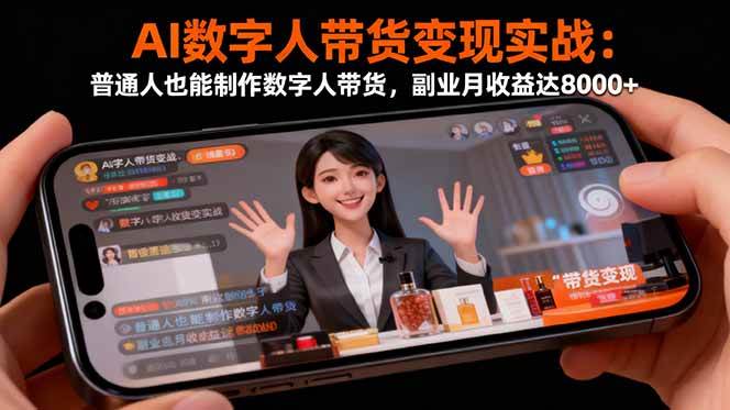 （16377期）AI数字人带货变现实战：普通人也能制作数字人带货，副业月收益达8000+-九才资源网