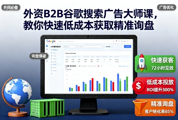 外资B2B谷歌搜索广告大师课，教你快速低成本获取精准询盘-九才资源网
