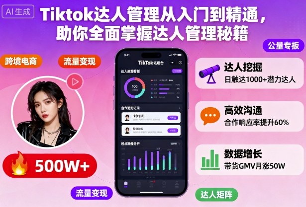 Tiktok达人管理从入门到精通，助你全面掌握达人管理秘籍-九才资源网