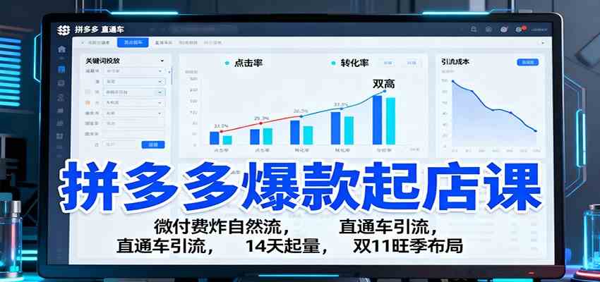 拼多多爆款起店课：微付费炸自然流，直通车引流，14天起量，双11旺季布局-九才资源网