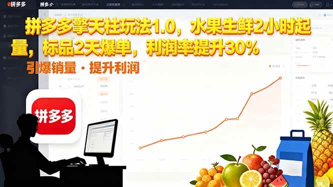 （16429期）拼多多 擎天柱玩法1.0，水果生鲜2小时起量，标品2天爆单，利润率提升30%-九才资源网