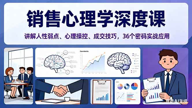 （16456期）销售心理学深度课，讲解人性弱点、心理操控、成交技巧，36个密码实战应用-九才资源网