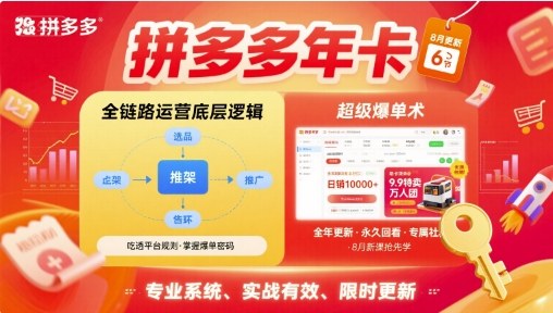 拼多多年卡，拼多多全链路运营底层逻辑，超级爆单术【更新10月】-九才资源网