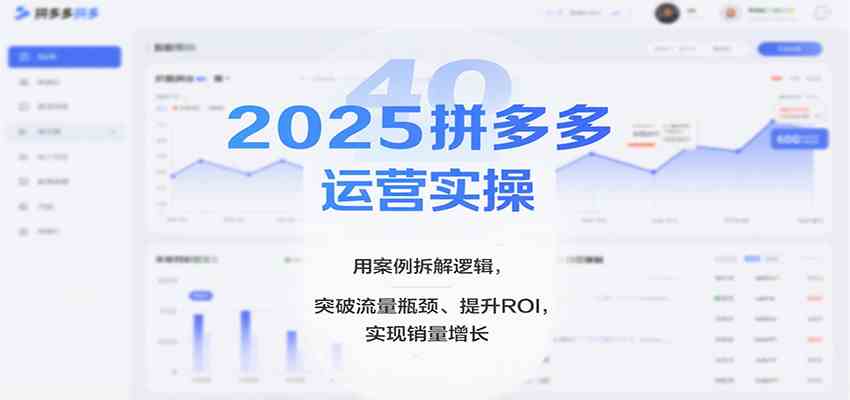 2025拼多多运营实操，用案例拆解逻辑，突破流量瓶颈、提升ROI，实现销量增长-九才资源网