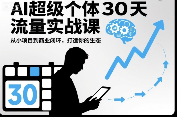 AI超级个体30天流量实战课，从小项目到商业闭环，打造你的生态-九才资源网